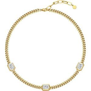 18K Gold Plated Cubic Zirconia Station Necklace | Dainty Layered CZ Chain